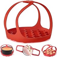 Pressure Cooker Sling, Silicone Bakeware Sling for 6 Qt/8 Qt Instant Pot, Ninja Foodi and Multi-function Cooker Anti-scalding Bakeware Lifter Steamer Rack, BPA-Free Silicone Egg Steamer Rack (Red)