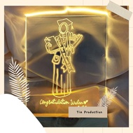 ACRYLIC A5 CUSTOM WISUDA LETTERING LED LAMPU HIAS WARNA PUTIH KADO UNIK