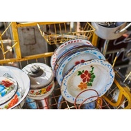 EXCLUSIVE Piring Seng 1 LUSIN Tebal 22 CM / Piring Enamel / Piring Madura / Piring Jadul irik
