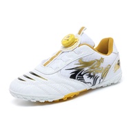 Fashion Gold Children's Football Shoes Outdoor Non-slip Turf Soccer Shoes Kids Hook&loop Low-cut Spo