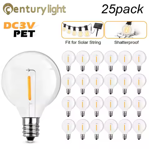 G40 LED Light Bulb E12 Base PET Plastic Filament Lamp DC 3V 1W Warm White Globe Ball Replacement Led