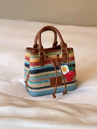 Túi nữ quai cầm + đeo chéo size 17.5 CHARM DÂU chất cối form cứng cáp full màu