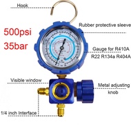For R410A R22 R134a R404A Air Condition Gauge Refrigerants Manifold Gauge Manometer Valve 800psi/500psi with Visual Mirror