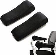 2pcs Office Chair Arm Covers, Ergonomic Chair Arm Pads with Memory Foam Armrest Elbow Pillow Forearm Pressure Relief for Office Chairs Gaming Chair (Black)