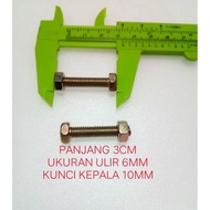 BOLT NUT M6X30 KEY 10 LENGTH 3CM BMK 10 M6 Screw Bolt and Nut