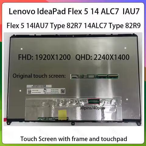 14 Inch Touch Screen For Lenovo IdeaPad Flex 5 14IAU7 14ALC7 14ABR8 14IRU8 82R7 82R9 82XX 82Y0 LCD D