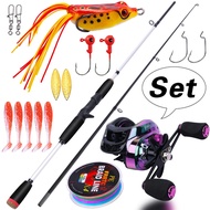 FRRTC Casting Fishing Rod Medium Light Power 7.2:1 Gear Ratio Fishing Reel Left/Right Hand (165cm/18