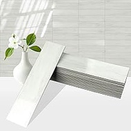 80-Piece Polished Gray Peel and Stick Backsplash Tile, 2"x 8" PVC Subway Tiles, Stick on Backsplash 