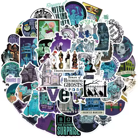 50Pcs Haunted Mansion Stickers Cute Cartoon Vinyl Waterproof Movies Sticker Decals for Laptop Cellph