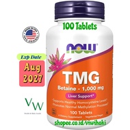 Now Supplements, TMG Betaine (Trimethylglycine) 1,000 mg, Liver Support*, 100 Tablets 1000 mg