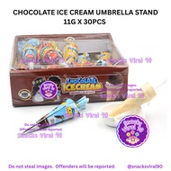 HALAL Chocolate Ice Cream Umbrella Stand 11g x 30pcs Coklat Aiskrim Payung SV90