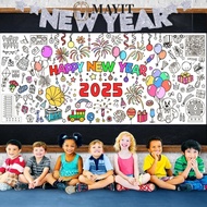 MAYIT Giant Coloring Poster, Doodle Art Craft Doodle Art Banner, Interactive DIY Coloring Happy  Yea