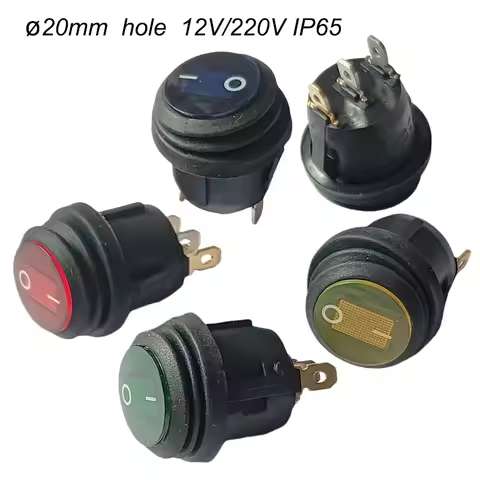Ф20mm Round Indication Push Button Switch 3Pin 12V/220V LED IP65 Waterproof illuminated Seesaw Switc