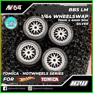 1/64 WHEELSWAP - BBS LM SILVER - TOMICA HOTWHEELS SERIES ( 11MM x 4.5MM )