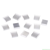amonoqa 12 Pcs Silver Aluminum Radiator Heatsink Heat Sink Cooling Kit 14x14x6mm