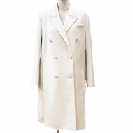 全新 ◇ FENDI 2021 FF8839 羊毛真絲 FF 標誌雙排扣大衣 白色（米色） 40碼 義大利製 正品女裝