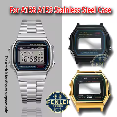 Case For Casio electronic Watch small square A158 A159 F-91 A168 Men Modified Stainless steel Watch 