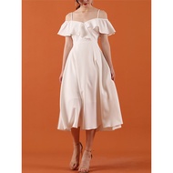 READY STOCK IN MALAYSIA JOLIVIA & CO Engagement Dress Bridesmaid Dress ROM White Dress