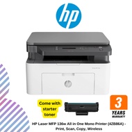 [PREORDER-CHAT SELLER] HP Laser MFP 136w All in One Mono Printer (4ZB86A) - Print, Scan, Copy, Wirel