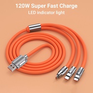 Data Charging Cable 1 To 3 120W Suitable For Ios Android Type-C Mobile Phone 1.2 Meters Long