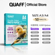 QUAFF 50 sheets Double Sided Glossy Photo Paper A4 Size 120gsm-250gsm-300gsm