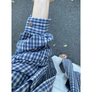 baju kuromi budak perempuan baju kanak kanak perempuan baju budak perempuan Blue Plaid Striped Long 