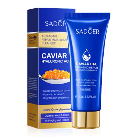 SADOER Caviar Facial Cleanser Face Wash Foam Face Cleanser Deep Cleansing Whitening Anti Wrinkle Moi