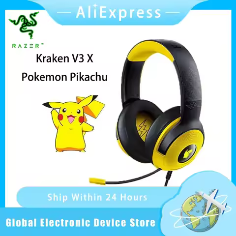 Razer Kraken V3 X Pokemon Pikachu Headset Custom Pikachu lighting effects