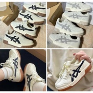 Asics Court MZ Cream Black Gum Shoes, Asics Men's and Women's Sneakers Low Cut, Height Increasing So