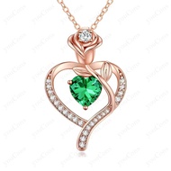 Birthstone Heart Pendant Necklace For Women Stainless Steel Chain Mother Girlfriend Birthday Wedding