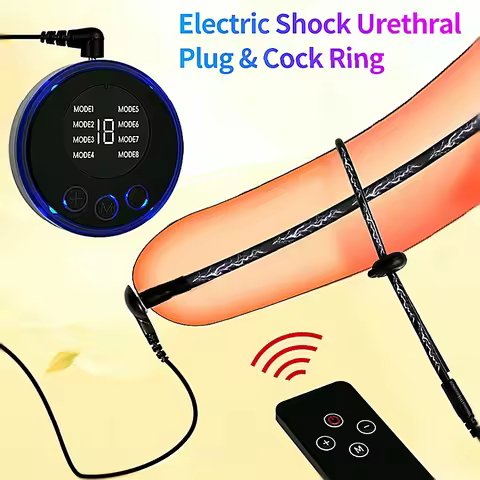 Sm Electric Shock Urethra Player Metal Bead Urethral Sounding Plug Shock Stimulation Male Masturbato