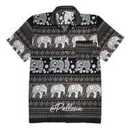 งานไทย เสื้อลายช้าง ริ้วลายไทย 7ไซส์ S-4XL ผ้าพริ้ว ผ้านิ่ม ใส่สบาย เสื้อเชิ้ตฮาวาย hw705