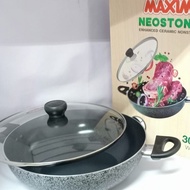 Maxim Frying Pan | Wok Wok 30cm | Non-stick Marble Ceramic Frying Pan+30Cm Glass Lid BATAM