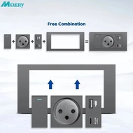 Melery Israel Standard Wall Socket Switch Flame Retardant Sc31 Panel 145mm Gray Usb Typec Fast Charg