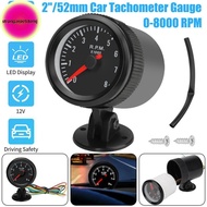 Strongaroetrtomj 2" 52mm Car Meter Tachometer RPM Gauge 0-8000RPM Analog Case With White LED For 1-8