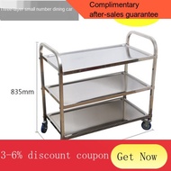 ! trolley cart Thickened Food Truck Stainless Steel Trolley Kitchen Serving Kitchen Appliance With Lockable Wheels