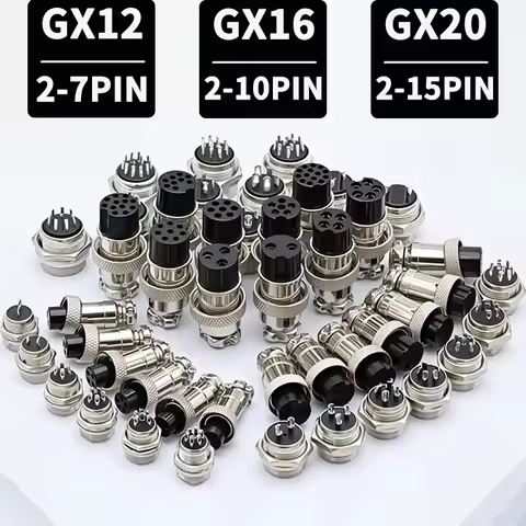 GX12 GX16 GX20 Waterproof Aviation Connector 2 3 4 5 6 7 8 9 10 12 15Pin M/F, 5/10/20 Sets for Indus