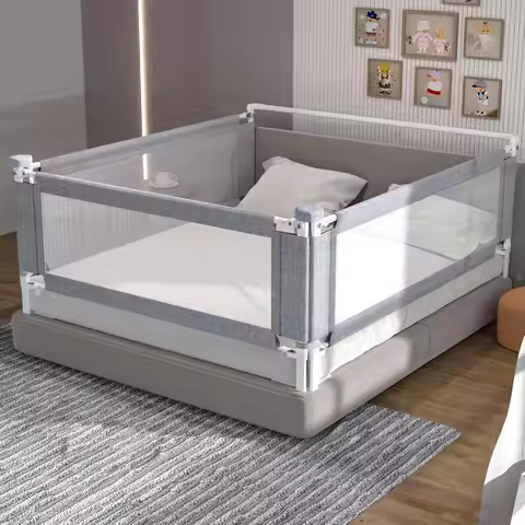 Adjustable King Size Bed Rail for Toddlers - Safety Guard, Grey, 78.7x78.7x74.8 inches