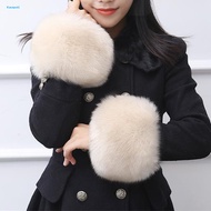 KAU Warm Sleeve Cover Windproof Sleeve Cover Fluffy Faux Fur Wrist Warmers for Women Stylish Warm Sl