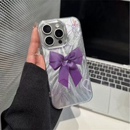 UNGU Purple Bow Casing hp For OPPO A5 PRO A3X A3 PRO A3S A12E A5 A38 A18 A31 A8 A17 A17K A16 A16S A1