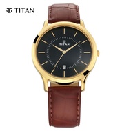 Titan Black Dial Leather Strap Men's Watch 1825YL01