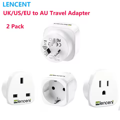 Plug Adapter Travel LENCENT 2Pack US/UK/EU to AU Plug Travel Adapter Overload Protection Wall Charge