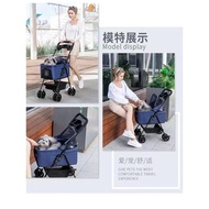 🚢Portable Foldable Pet Trolley Trolley Dog Cat Bag Separation Cage out Small Pet Cart