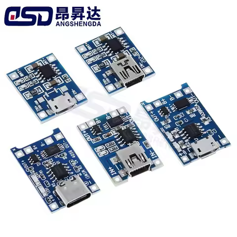 5pcs TP4056 charging module 18650 1A lithium battery TYPE-C/MICRO interface overcurrent protection c
