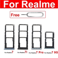 SIM Card Tray For OPPO Realme 7 5G 7 Pro 7i Global Asia Dual Sim Card Slot Tray Holder Micro SD Card