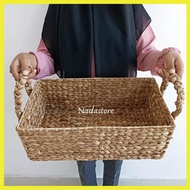 PREMIUM TRAY WATER HYATTLE WOVEN BASKET WITH IRON FRAME 34X24X16