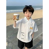 JUly kid short-sleeved shirt + khakiShorts set for stylish boys. Baby Size from 14 to 37kg