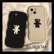 For IPhone11 12 13Pro Max Drop Resistant IPhone X XR XS MAX Apple 7 Plus 8 Plus Soft IPhone 14 15Pro Max Stereo Black &amp; White Bear Accessories Phone Case 12Pro