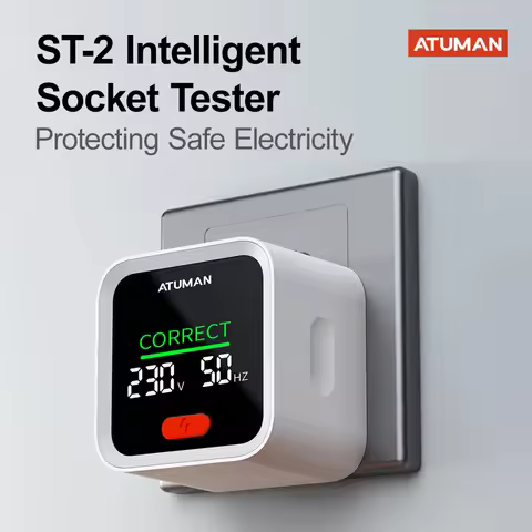 DUKA ATuMan ST2 Socket Tester Smart Socket Detector with LCD Backlit Display Plug Tester Breaker Fin