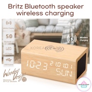 Britz Bluetooth speaker wireless charging, LED desk clock, alarm, Wooden Style Design, BZ-E3BT